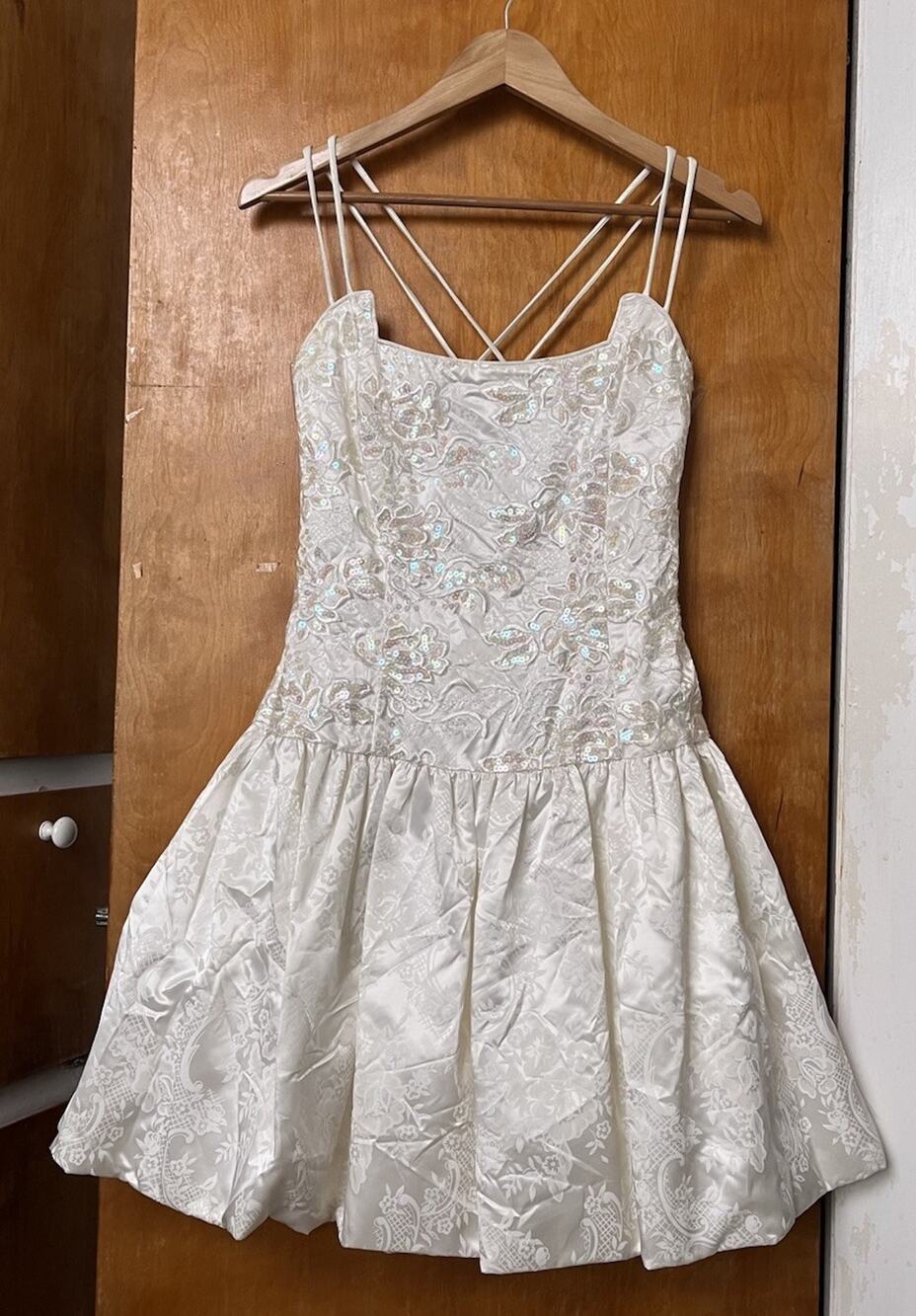 Vintage 80s Gunne Sax M Drop Waist Bubble Mini Dress Square Neck Party Sz 11 M